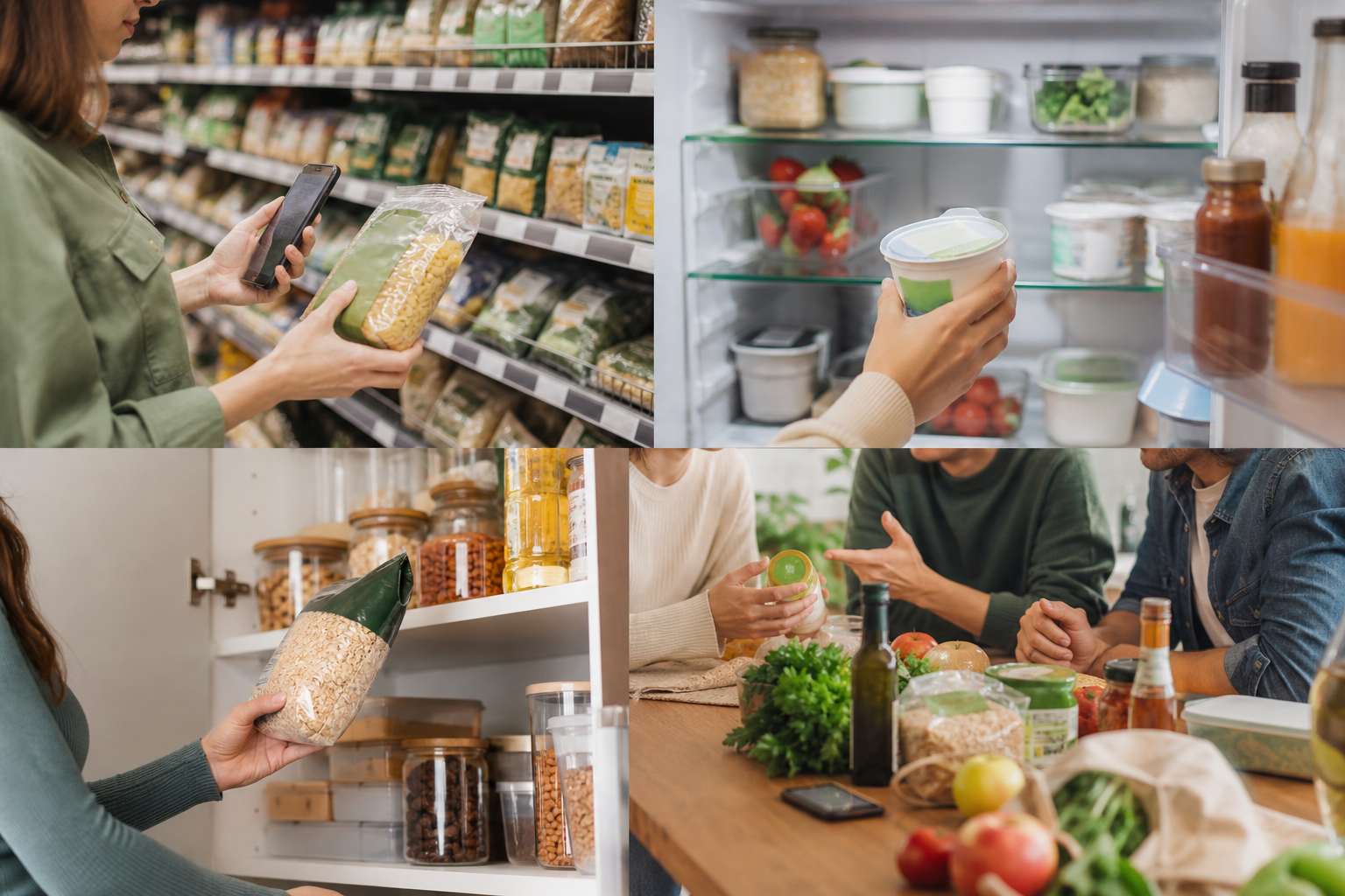 Testen in supermarkt, koelkast, voorraadkast en met familie